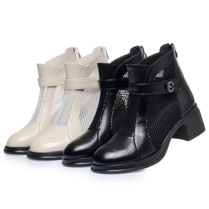 Damen modische Stiefeletten mit stylishem Netzbesatz R&B