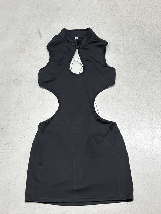 Damen Cut-Out Kleid mit hochgeschlossenem Kragen und seitlichen Auschnitten R&B