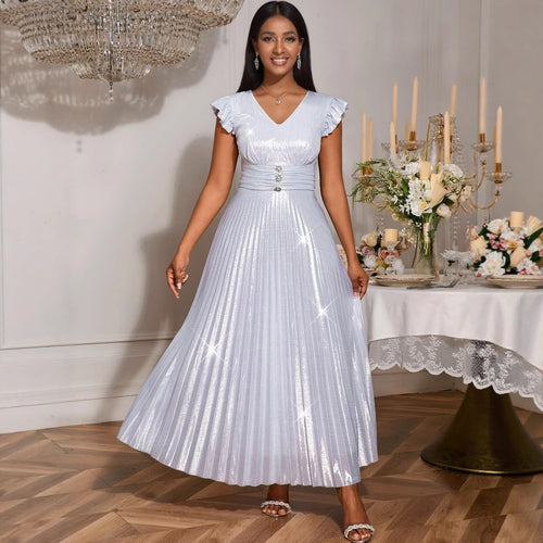Damen Elegantes Plisseekleid mit funkelnden Details R&B