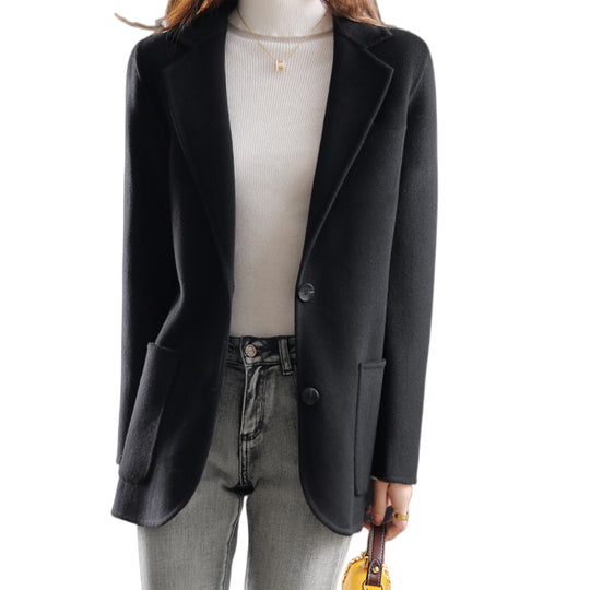 Damen eleganter Wollblazer mit klassischen Revers und strukturiertem Schnitt R&B
