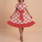 Damen Verspieltes Maxikleid mit Bärenmuster und taillierbarem Band EB