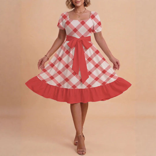 Damen Verspieltes Maxikleid mit Bärenmuster und taillierbarem Band R&B