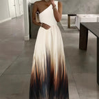 Damen Maxikleid mit asymmetrischem Schnitt und elegantem Farbverlauf R&B