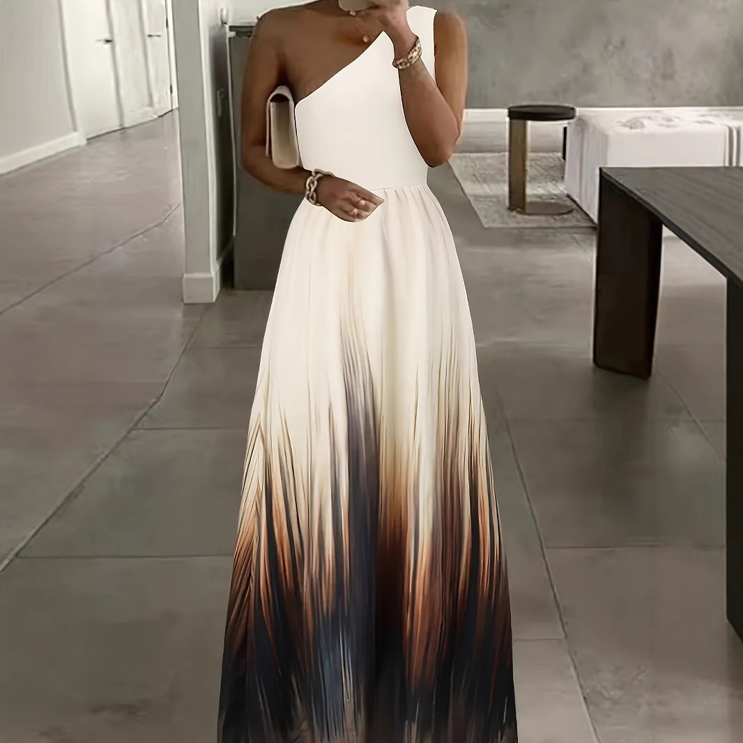 Damen Maxikleid mit asymmetrischem Schnitt und elegantem Farbverlauf R&B