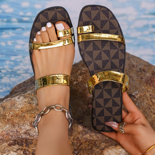 Damen modische Flip-Flops mit glänzenden Riemen R&B