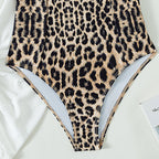 Damen Einteiler Badeanzug mit schickem Leopardenmuster