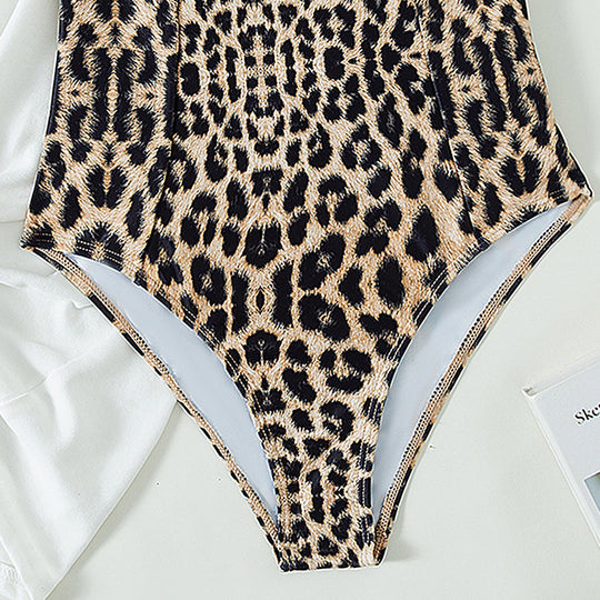 Damen Einteiler Badeanzug mit schickem Leopardenmuster R&B