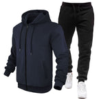 Herren Sportlicher Hoodie- und Jogginganzug mit Fleece-Futter und praktischen Taschen R&B