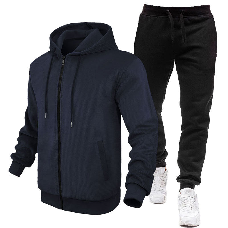 Herren Sportlicher Hoodie- und Jogginganzug mit Fleece-Futter und praktischen Taschen R&B