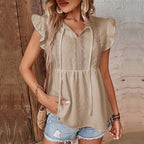 Damen Bluse mit Rüschendetails und eleganten Spitzenakzenten R&B