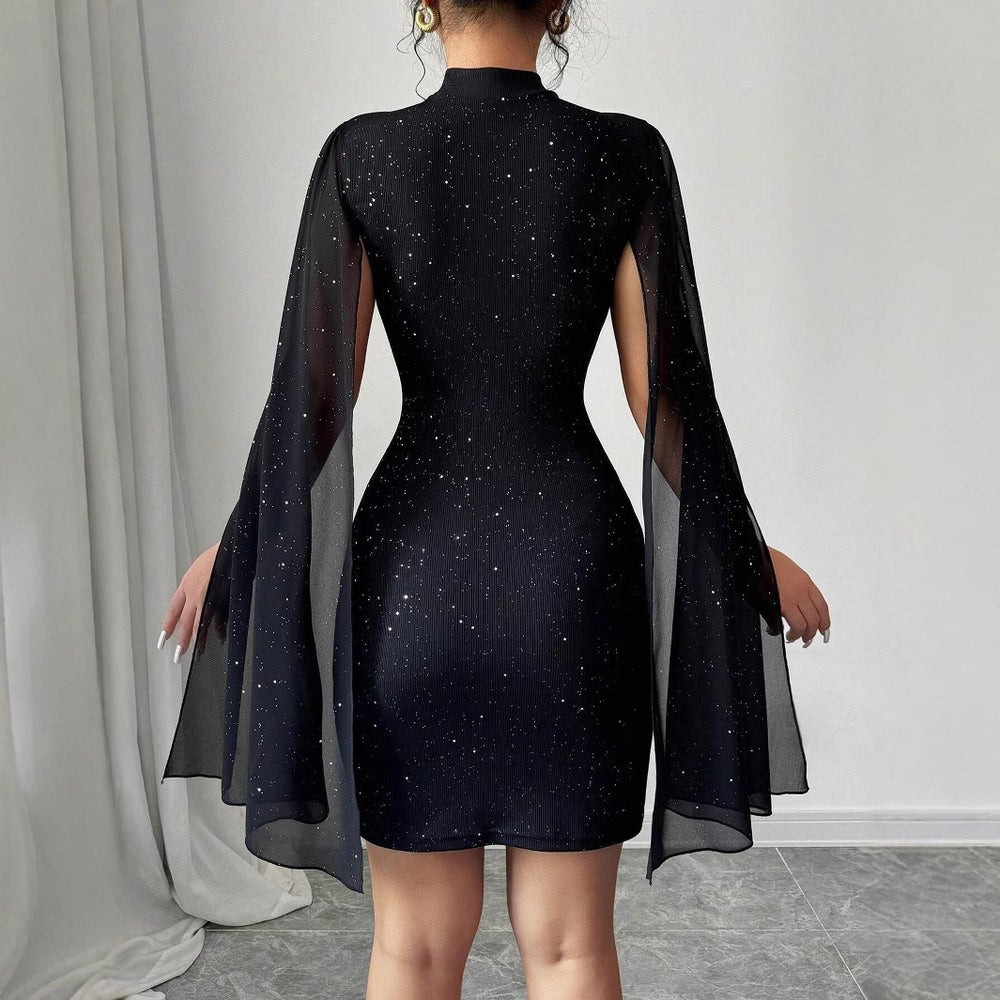 Damen Abendkleid mit schimmerndem Effekt und fließenden Ärmeln R&B