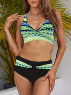 Damen Bikini-Set mit kreativem Twist-Design und hohem Bund
