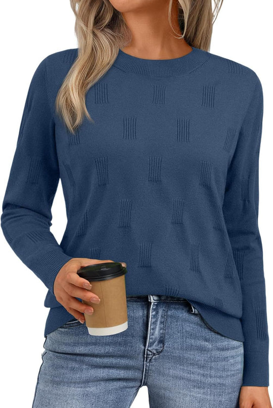 Damen gesteppter Strickpullover mit modischem Schnitt R&B