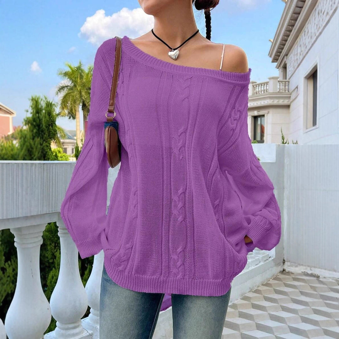 Damen Strickpullover mit asynchronem Schnitt und lockerem Fall R&B