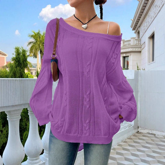 Damen Strickpullover mit asynchronem Schnitt und lockerem Fall R&B