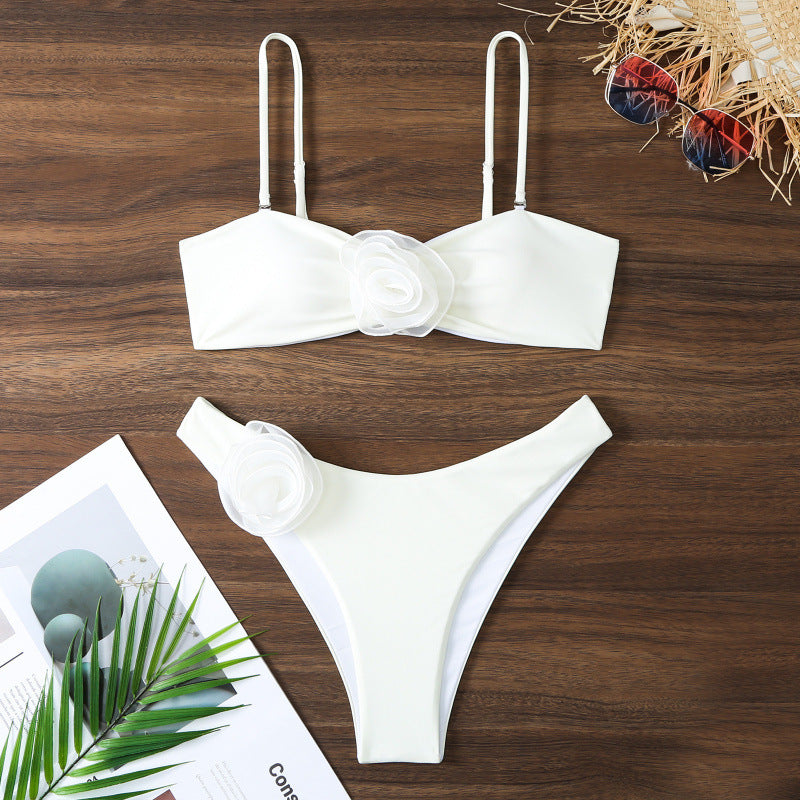Damen Bikini-Set mit verspieltem Blumendetail und schickem Wickel-Design R&B
