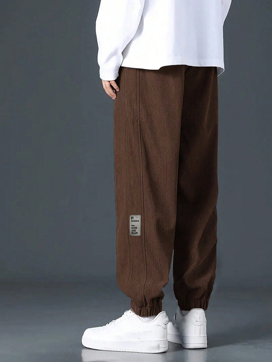 Herren nan Relax-Freizeithose aus feiner Breitkordstruktur mit Tunnelzug und elastischen Knöchelabschlüssen R&B