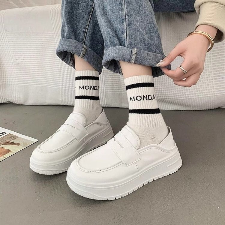 Damen Elegante Slip-On Sneakers mit dicker Sohle und modischer Schnalle R&B