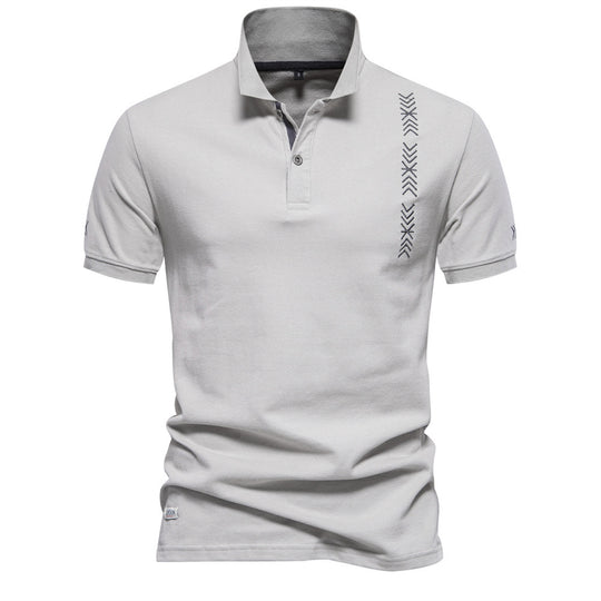 Herren nan legeres Polo mit kurzer Knopfleiste, gesticktem Pfeilmotiv-Panel und Stehkragen R&B