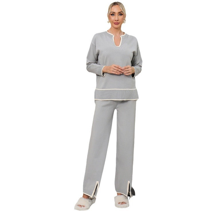 Damen Freizeit-Loungewear-Set mit seitlichen Schlitzen und eleganten Details R&B