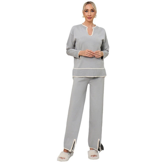 Damen Freizeit-Loungewear-Set mit seitlichen Schlitzen und eleganten Details R&B