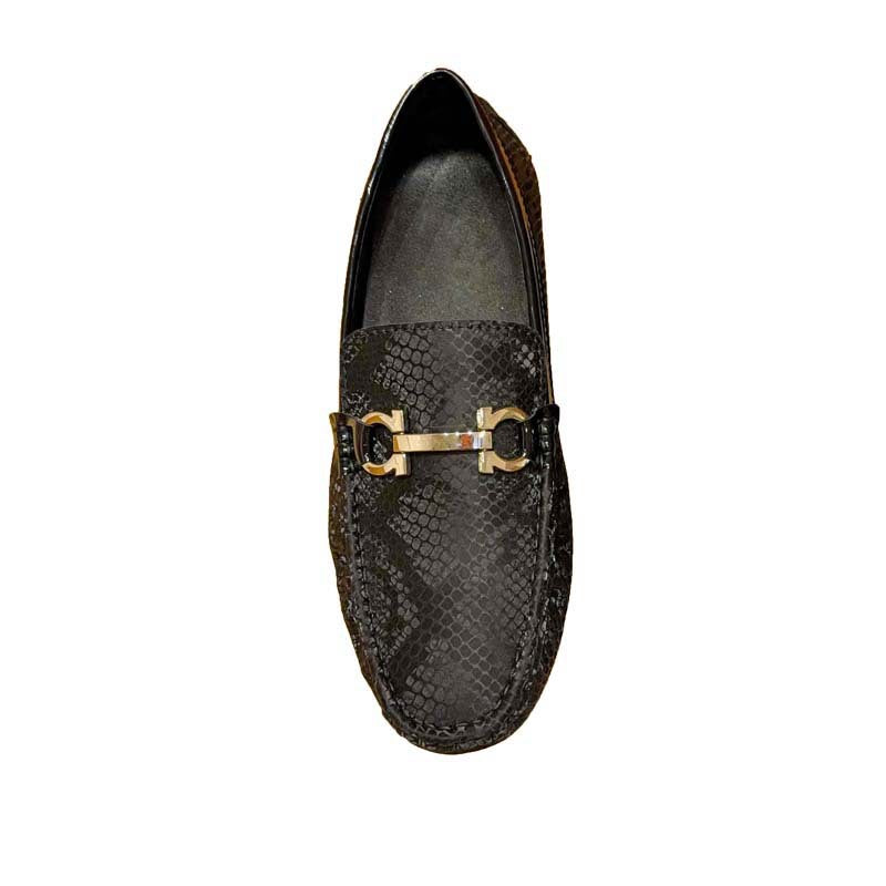 Herren Mokassin mit raffiniertem Schlangenleder-Design und elegantem Metallverschluss R&B