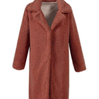 Damen Flauschiger Boucle-Mantel mit elegantem Revers und weitem Schnitt R&B