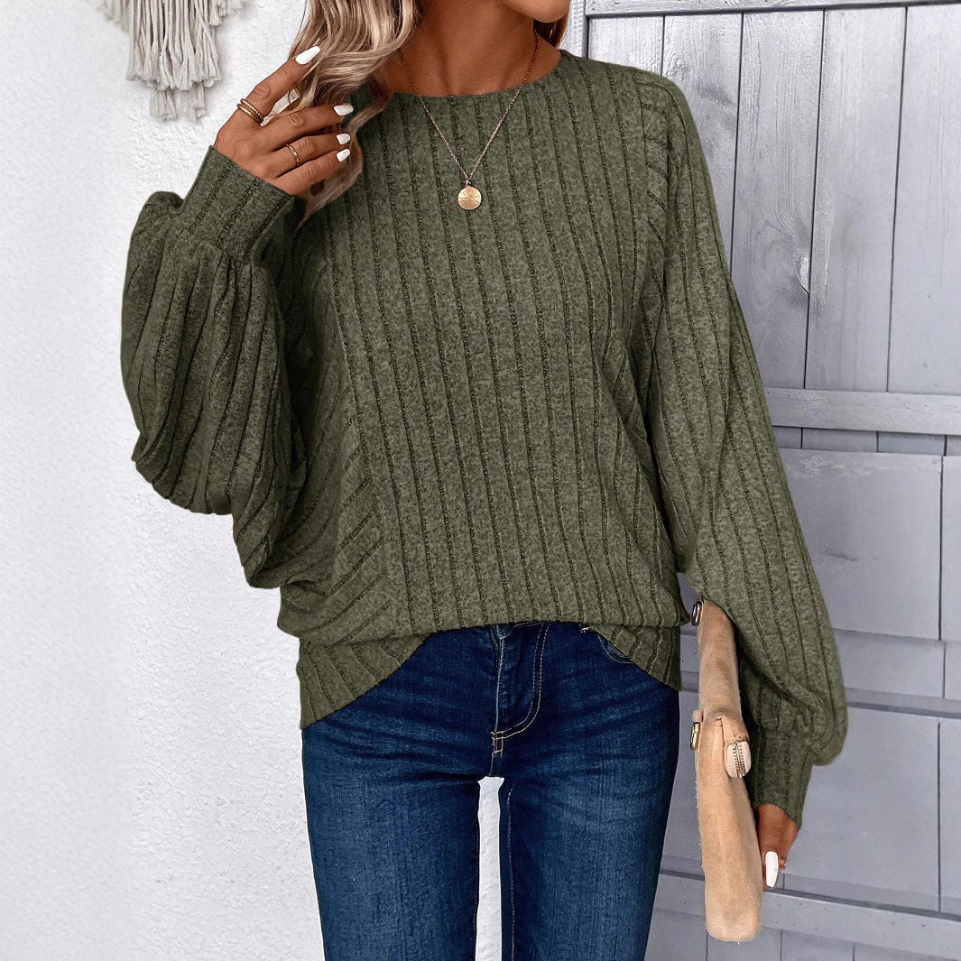 Damen Pullover mit eleganten Ballonärmel und Rippenstruktur R&B