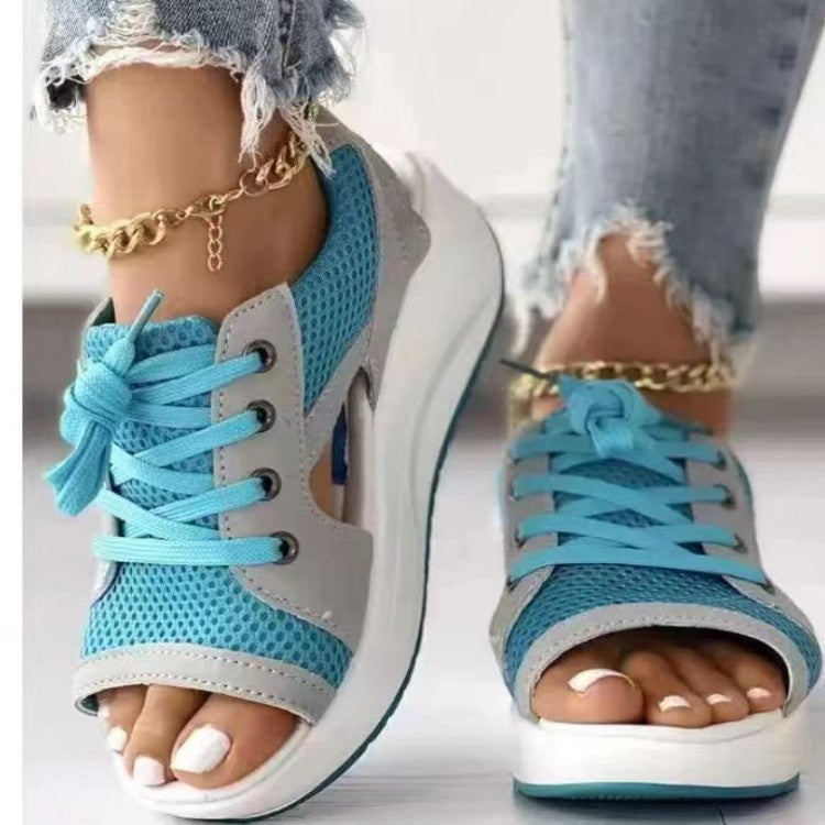 Damen Sportliche Plattform-Sandalen mit atmungsaktivem Netzmaterial R&B