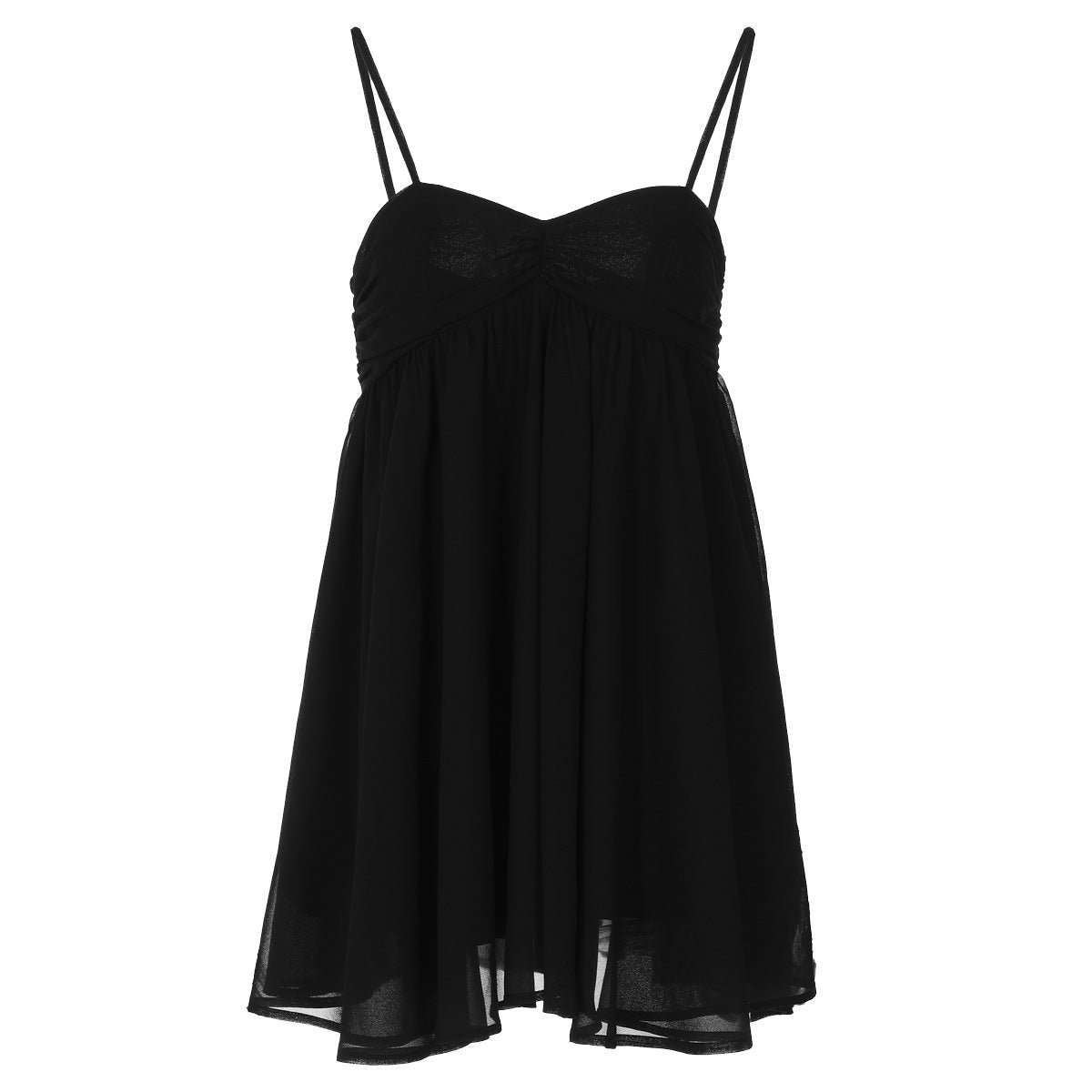 Damen Sommerliches Minikleid mit zarten Spaghettiträgern und schwingendem Rock R&B