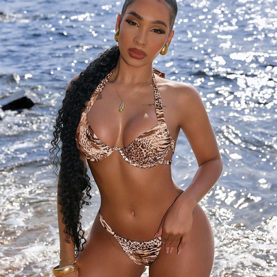 Damen Bikini-Set mit aufregendem Animal-Print und innovativem Push-Up-Oberteil R&B