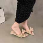 Damen elegante Mules mit Schleifenakzenten R&B