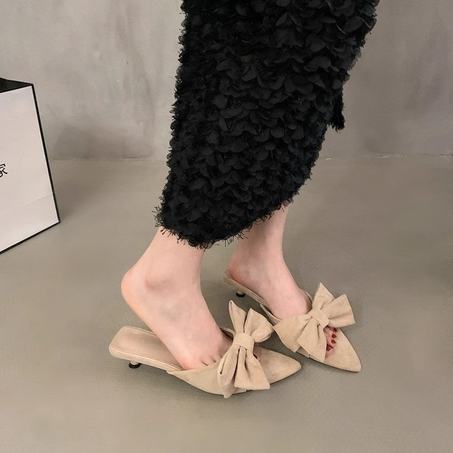 Damen elegante Mules mit Schleifenakzenten R&B