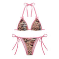 Damen Bikiniset mit animalischem Muster und verspielten Riemen R&B