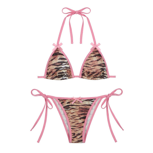 Damen Bikiniset mit animalischem Muster und verspielten Riemen R&B