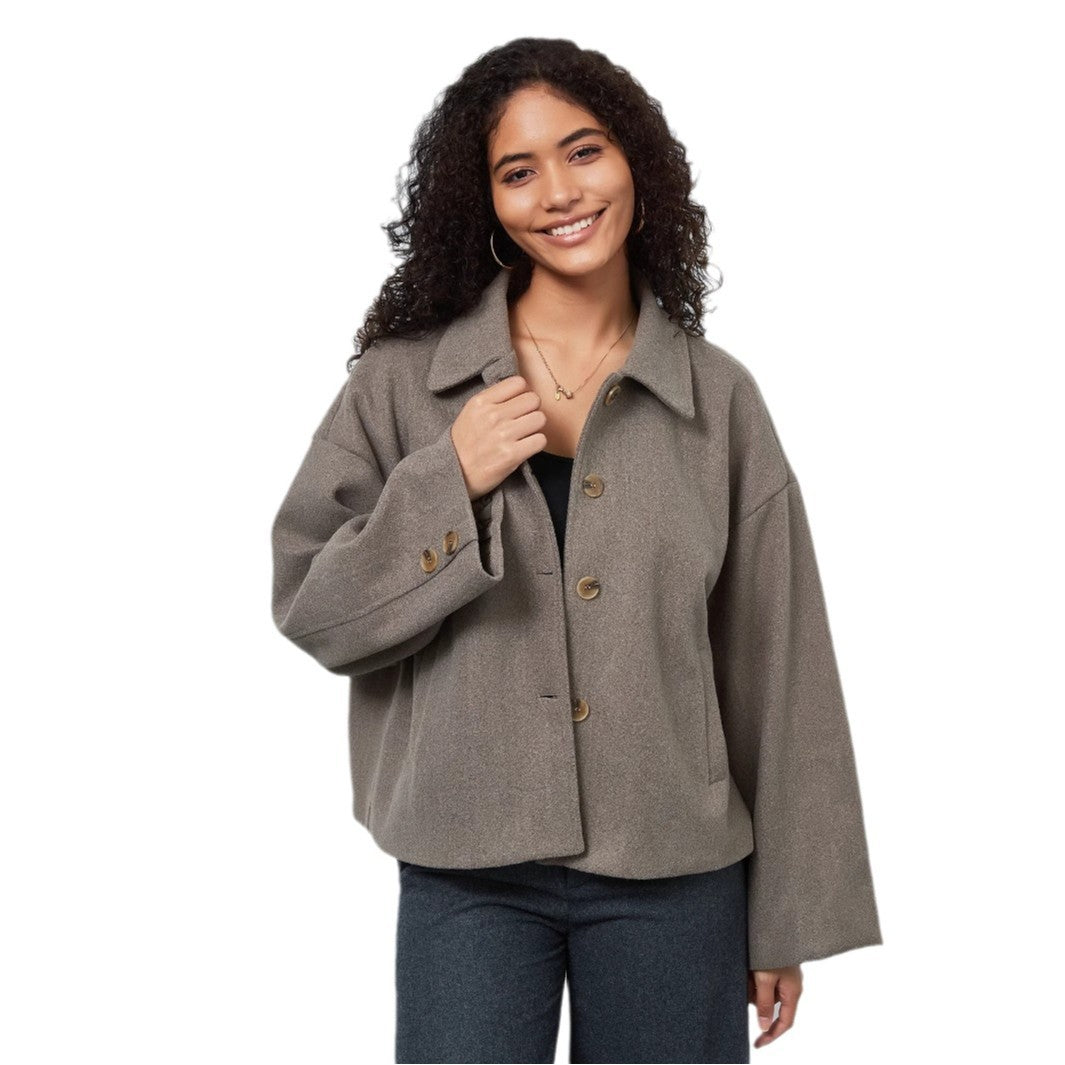 Damen lässige Oversize-Jacke mit doppelter Knopfleiste R&B