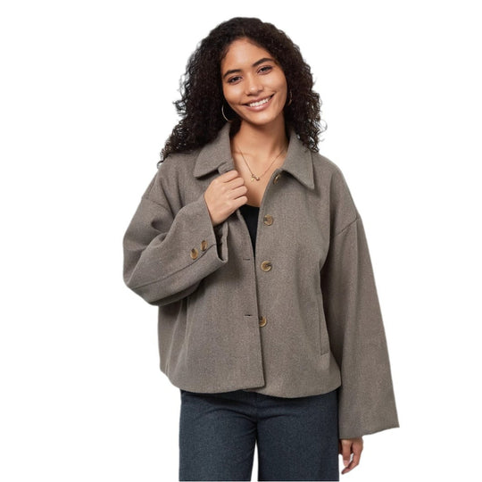Damen lässige Oversize-Jacke mit doppelter Knopfleiste R&B
