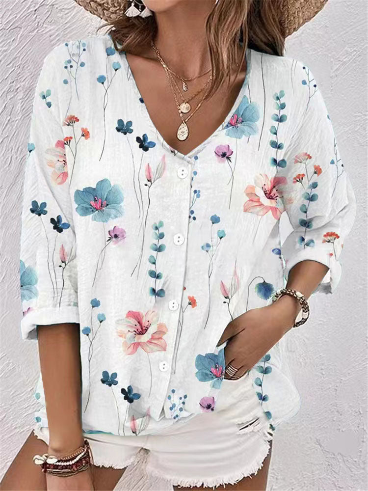 Damen Bluse mit floralem Druck und lässigem Schnitt R&B