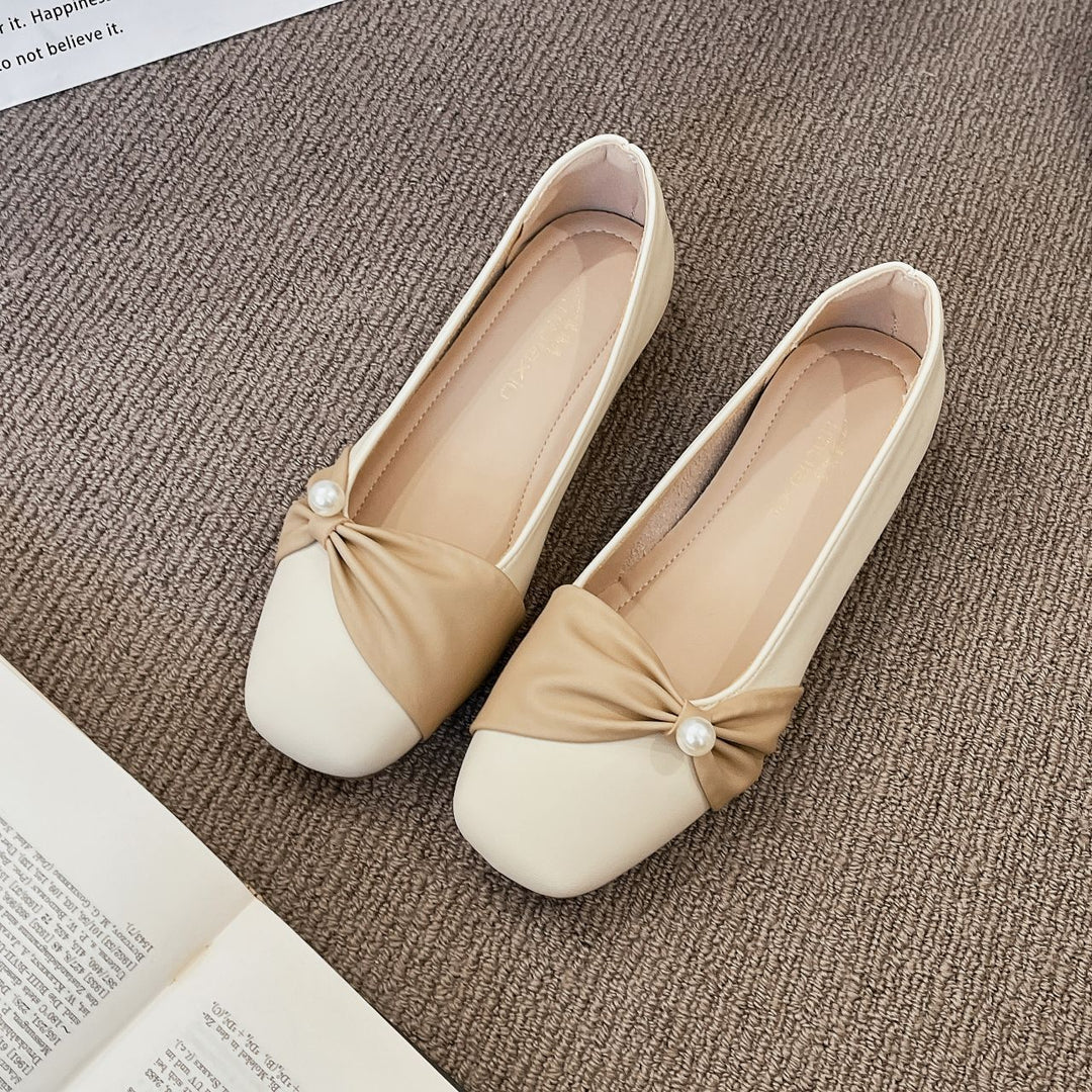 Damen elegante Ballerinas mit modischer Rüschendetail und Perlenakzent R&B