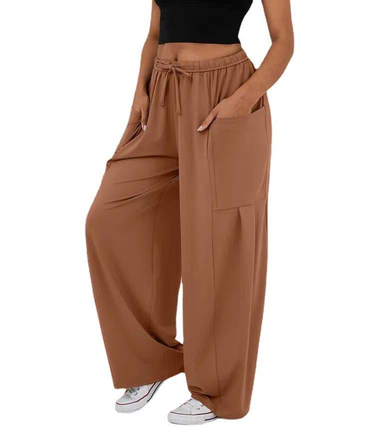 Damen Weite Freizeit-Hose mit elastischem Bund und praktischen Taschen R&B