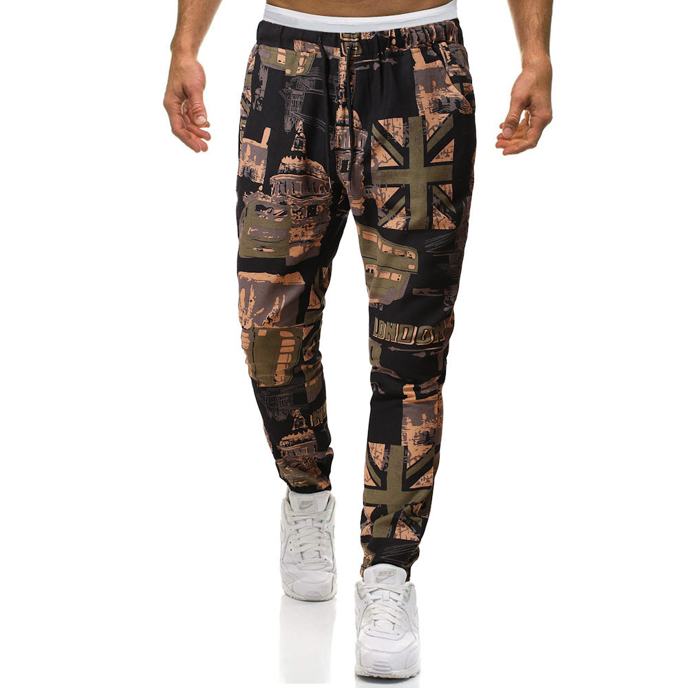 Herren Cargohose mit urbanem Print und elastischem Bund
