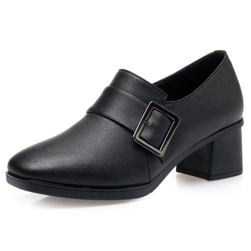 Damen elegante Stiefeletten mit modischem Riemen und hochwertigem Blockabsatz R&B