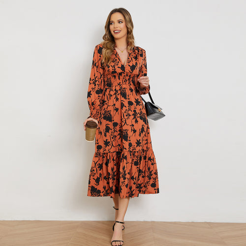 Damen Midikleid mit schmeichelhaftem Schnitt und floralem Design R&B