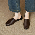 Damen Offene Mules aus hochwertigem Leder mit rutschfester Sohle R&B
