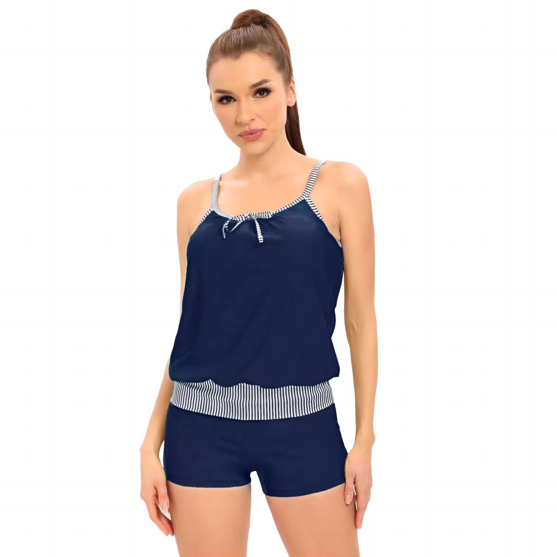 Damen Tankini-Set mit lässigem Oberteil und sportlichen Shorts R&B