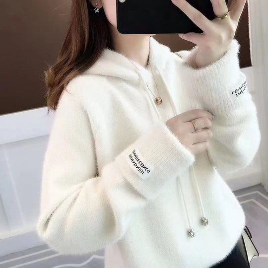 Damen Kuscheliger Hoodie mit Kordelzug und hohem Kragen R&B