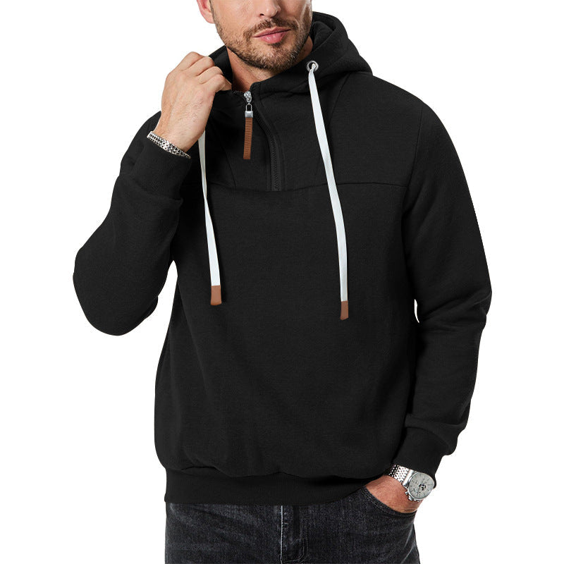 Herren Hoodie mit hohem Kragen und innovativem Reißverschluss R&B