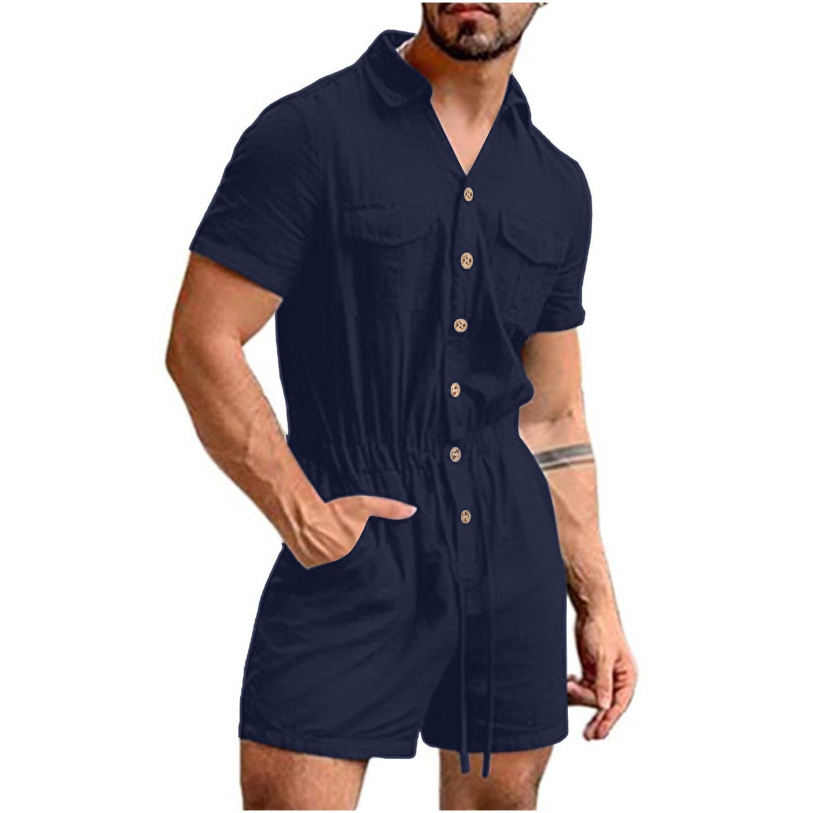 Herren Kurzoverall mit lR&Bhaftem Blumenmuster R&B