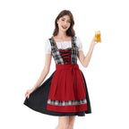 Damen nan traditionelles Dirndlkleid mit Karo-Mieder und gesteppter Schürze R&B