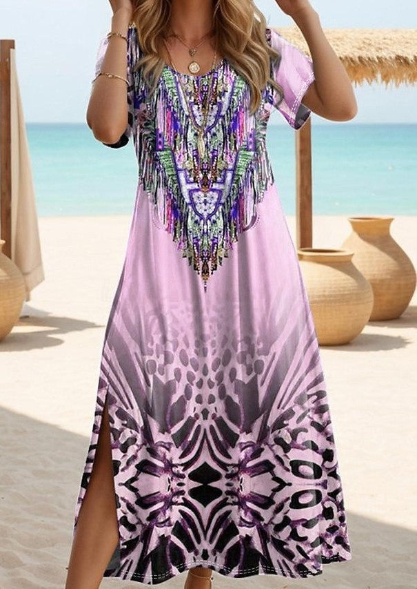 Damen Maxikleid mit auffälligem Paillettenbesatz und floralem Muster R&B